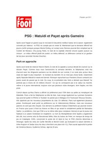 PSG : Matuidi et Payet après Gameiro