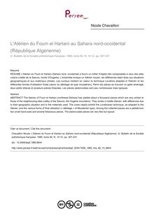 L Atérien du Foum el Hartani au Sahara nord-occidental (République Algérienne) - article ; n°10 ; vol.82, pg 307-337