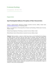 Sport participation influences perceptions of mate characteristics