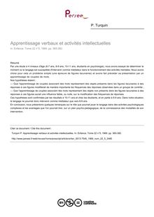 Apprentissage verbaux et activités intellectuelles - article ; n°5 ; vol.22, pg 365-382