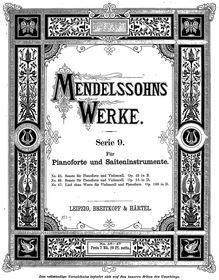 Partition complète, violoncelle Sonata No.1, Op.45, Mendelssohn, Felix