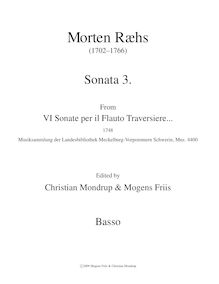 Partition Basso continuo, VI Sonate per il Flauto Traversiere, Ræhs, Martin par Martin Ræhs