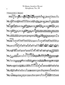 Partition violoncelles / Basses, Symphony No.38, Prague Symphony