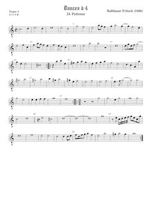 Partition ténor viole de gambe 1, octave aigu clef, pavanes et Galliards à 4