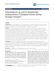 Hematodinium sp. and its bacteria-like endosymbiont in European brown shrimp (Crangon crangon)