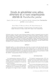 Estudio de aplicabilidad como aditivo alimentario de un nuevo exopolisacárido obtenido de Paenibacillus jamilae (Study of the use of a new exopolysaccharide obtained from Paenibacillus jamilae in food additives)