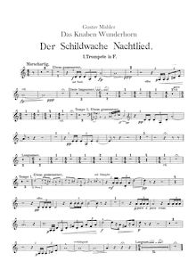 Partition trompette 1, 2 (F, B♭), Des Knaben Wunderhorn, Mahler, Gustav