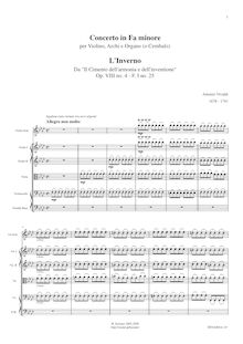 Partition complète, violon Concerto en F minor, L inverno (Winter) from Le quattro stagioni (The Four Seasons)