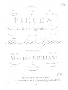 Partition complète, 16 pièces Faciles, Op.74, Giuliani, Mauro