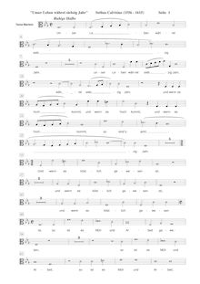 Partition ténor (ou baryton) , partie [C3 clef], Unser Leben währet siebzig Jahr par Seth Calvisius