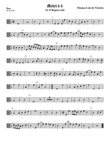 Partition viole de basse, alto clef, O Regem coeli, O Regem coeli. Cum paribus vocibus. In Festo Natalis Domini.