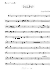 Partition Basso secondo, Canzon Quarta à , Due Bassi e Canto, Frescobaldi, Girolamo