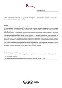 The Temple-palace of gTam-zhing as Described by its Founder - article ; n°1 ; vol.43, pg 33-39