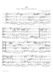 Partition complète, Orchestral  No.3, Overture, D major, Bach, Johann Sebastian par Johann Sebastian Bach
