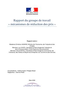 Rapport du groupe de travail « mécanismes de réduction des prix »