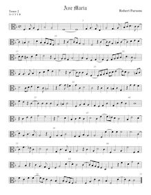 Partition ténor viole de gambe 2, alto clef, Ave Maria, Parsons, Robert par Robert Parsons