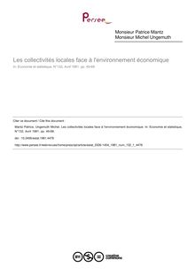 Les collectivités locales face à l environnement économique - article ; n°1 ; vol.132, pg 49-68