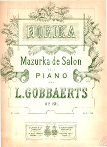 Partition complète, Norika, Mazurka de Salon, Gobbaerts, Louis