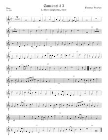 Partition viole de basse, octave aigu clef, chansonnettes, ou Little Short chansons to Three Voyces