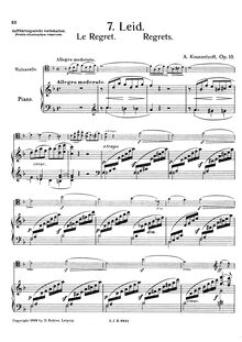 Partition de piano et partition de violoncelle, Leid, Le Regret / Regrets