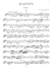 Partition de violon, Piano quatuor, A major, Perger, Richard von
