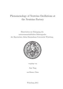 Phenomenology of Neutrino Oscillations at the Neutrino Factory [Elektronische Ressource] / Jian Tang. Betreuer: Reinhold Rückl