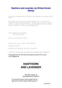 Hawthorn and Lavender - with Other Verses