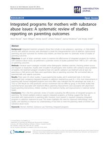 Integrated programs for mothers with substance abuse issues: A systematic review of studies reporting on parenting outcomes