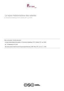 Le repos hebdomadaire des salariés - article ; n°1 ; vol.27, pg 56-59