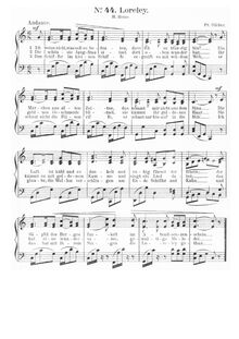 Partition de piano, Loreley, Lorelei, Silcher, Friedrich