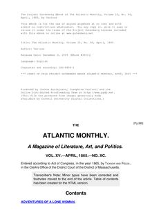 The Atlantic Monthly, Volume 15, No. 90, April, 1865