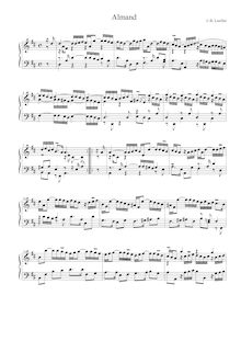 Partition Almand, divers pièces pour clavecin, Loeillet, John par John Loeillet
