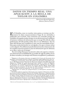 Datos en tiempo real: una aplicación a la regla de Taylor en Colombia (Real-time data: An application to the Taylor rule in Colombia)