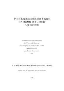 Diesel engines and solar energy for electric and cooling applications [Elektronische Ressource] / von Mohamed Morsy Abdel Meguid Salama el Gohary