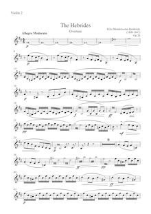 Partition violons II, pour Hebrides, Op.26, Fingal s CaveLe Ebridi