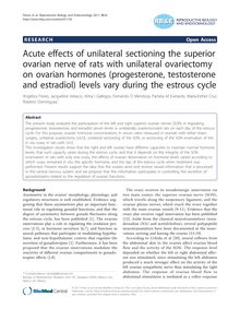 Acute effects of unilateral sectioning the superior ovarian nerve of rats with unilateral ovariectomy on ovarian hormones (progesterone, testosterone and estradiol) levels vary during the estrous cycle
