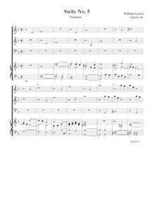 Partition complète,  No.5 pour 3 violes de gambe et orgue, Lawes, William