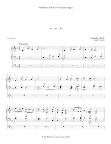 Partition , Andantino, Six noëls avec variations pour orgue, Loret, Clément
