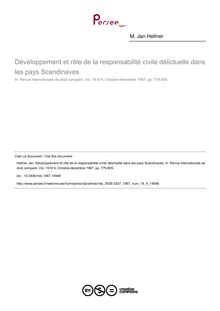 Développement et rôle de la responsabilité civile délictuelle dans les pays Scandinaves - article ; n°4 ; vol.19, pg 779-805