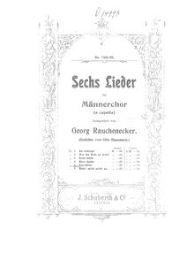 Partition , Vorwärts!, Sechs chansons, Rauchenecker, Georg Wilhelm