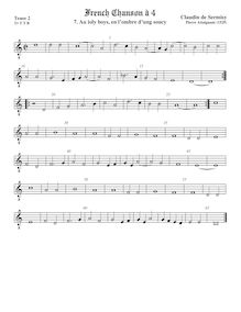 Partition ténor viole de gambe 2, octave aigu clef, French Chanson par Claudin de Sermisy