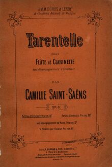 Partition couverture couleur, Tarantelle, Op.6, Saint-Saëns, Camille