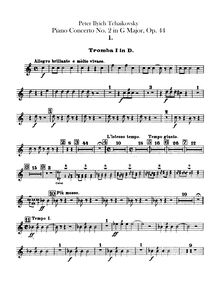Partition trompette 1, 2 (D), Piano Concerto No.2, Op.44, G major