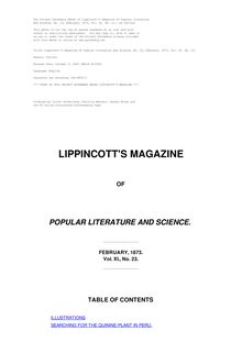 Lippincott s Magazine of Popular Literature and Science - Volume 11, No. 23, February, 1873