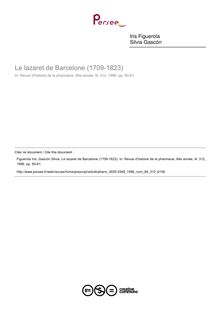 Le lazaret de Barcelone (1709-1823) - article ; n°312 ; vol.84, pg 60-61