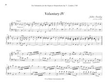 Partition Voluntary IV (E minor), Bénévoles Op. V, Stanley, John