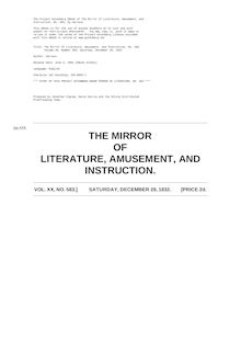 The Mirror of Literature, Amusement, and Instruction - Volume 20, No. 583, December 29, 1832