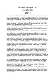 Trophée des plumes 2022 - (Lotus )