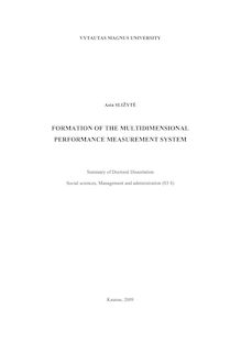 Formation of the multidimensional performance measurement system ; Kompleksinio organizacijos veiklos vertinimo sistemos formavimas