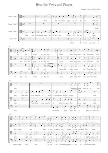 Partition Playing score (viole de gambe clefs), Hear pour voix et Prayer